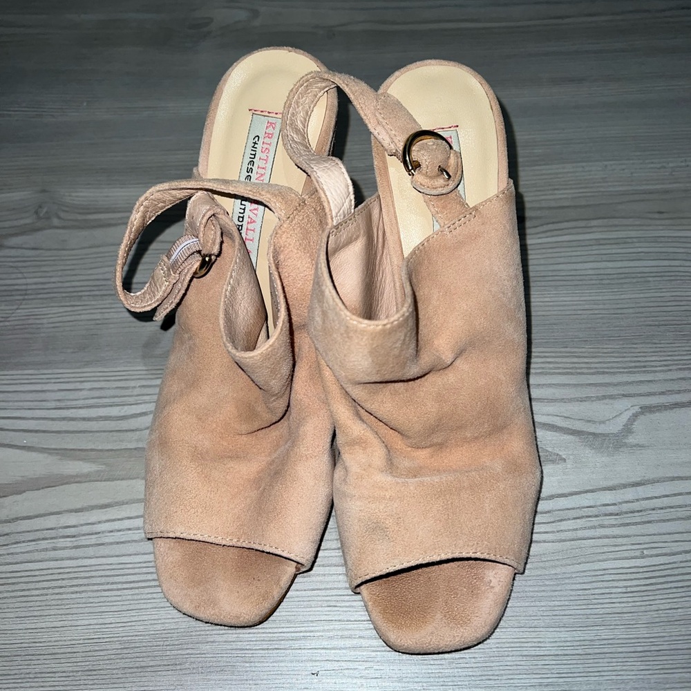 Chinese Laundry Kristin Cavallari Lilla Tan Suede Block Heels